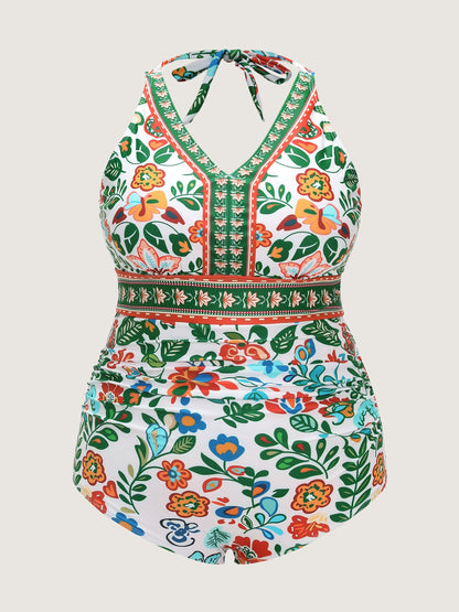 Two-Piece Tummy-Friendly Sarong Swimsuit