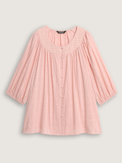 Pure Cotton Pleated Button-Down Top