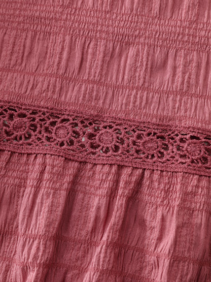 Textured Ruffled Hem Pleated Mini Dress