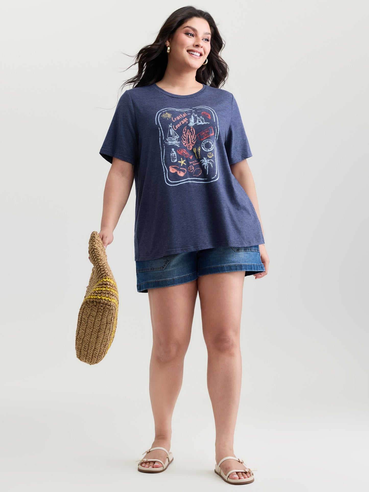 Supersoft Surf Vibes Round Neckline Plain T-Shirt