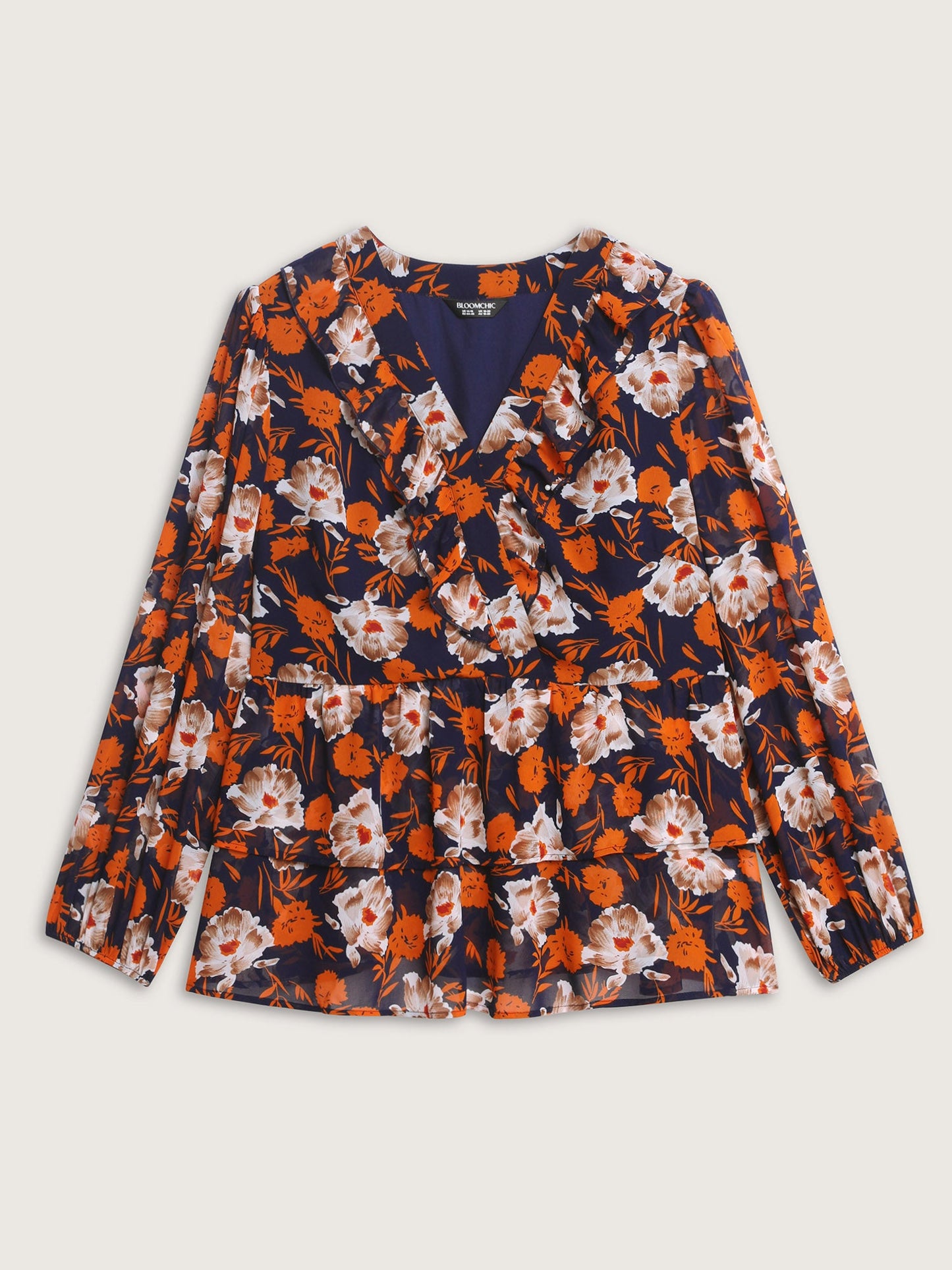 Floral Layered Hem Stretchy Waist Blouse