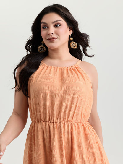 Breezy Halter-Neckline Tiered Midi Dress