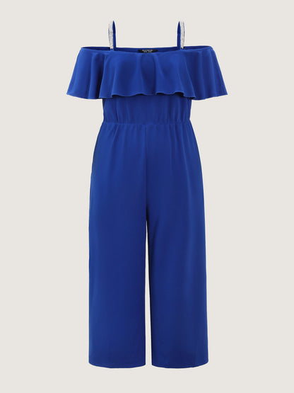 Ruffled Off-Shoulder Waist-Defining Jumpsuit