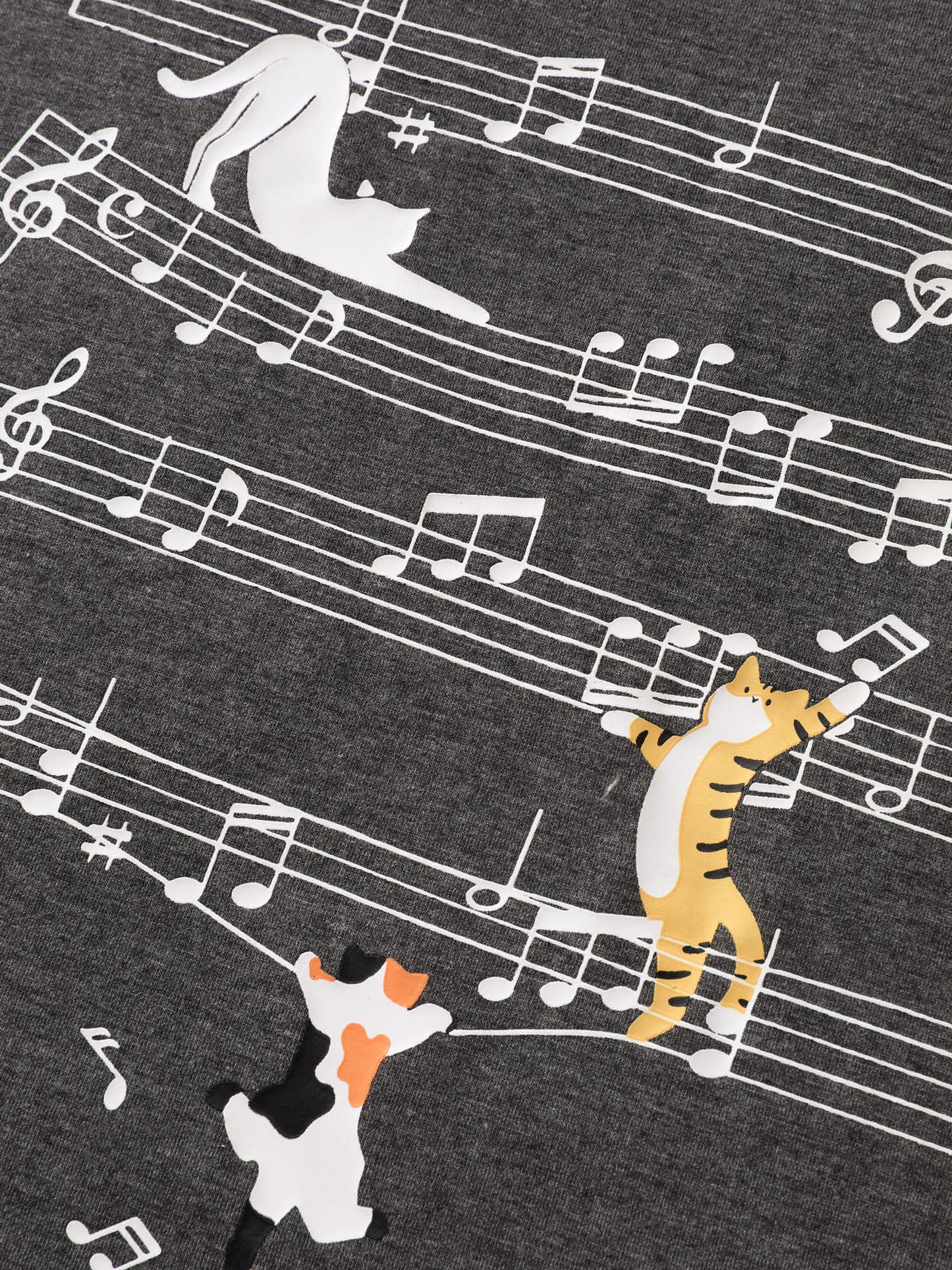 Cat Tunes Print Stretchy T-Shirt