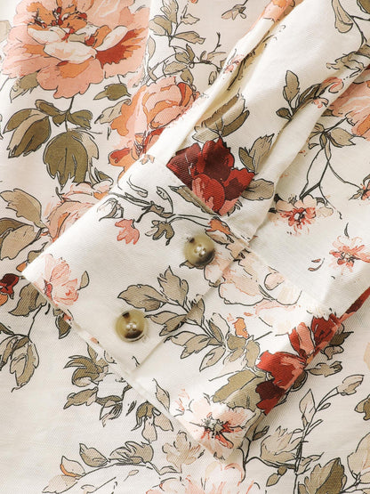 Rayon Floral Print Button-Down Shirt