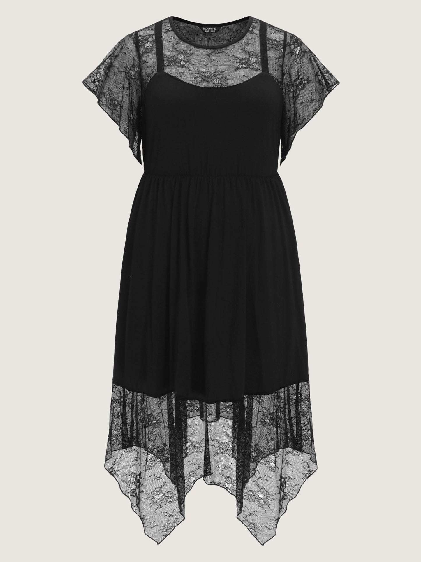 Supersoft Sheer Lace Neckline Maxi Dress