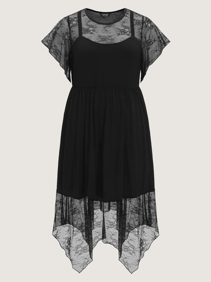 Supersoft Sheer Lace Neckline Maxi Dress
