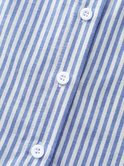 Cotton Nautical Striped Pocket Button Down Shirt