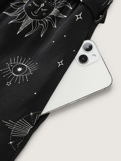 Supersoft Celestial Print Waist-Tie Jumpsuit