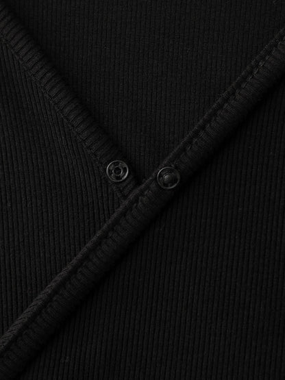 Stretchy Fitted Waist Side Placket Knit Top