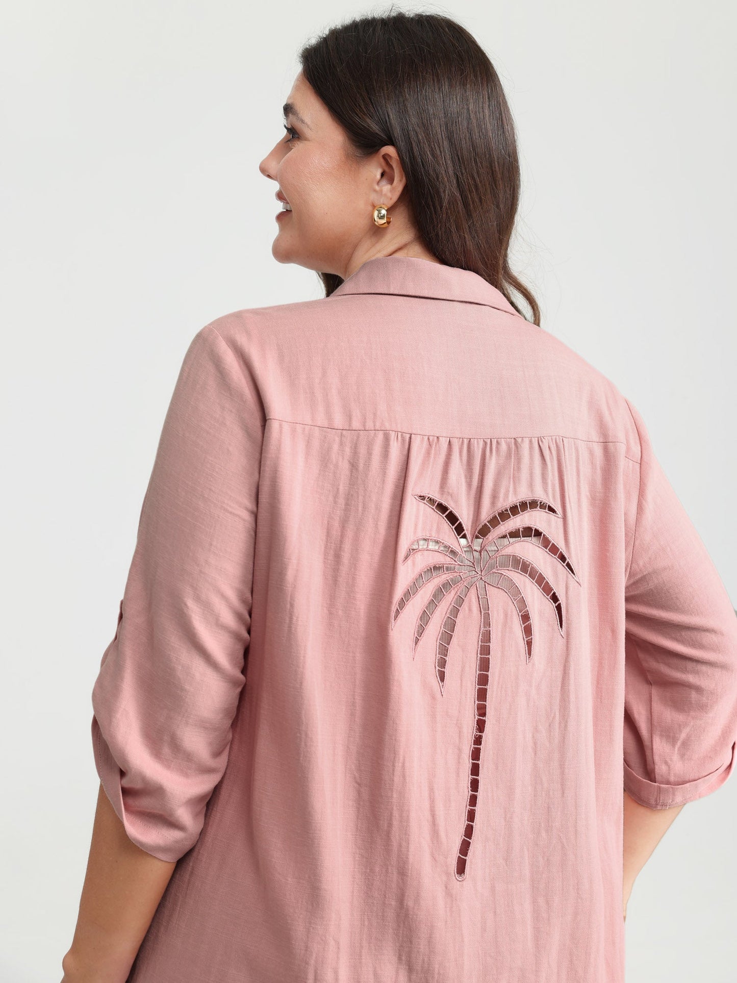 Tropical Embroidered Button-Down Shirt