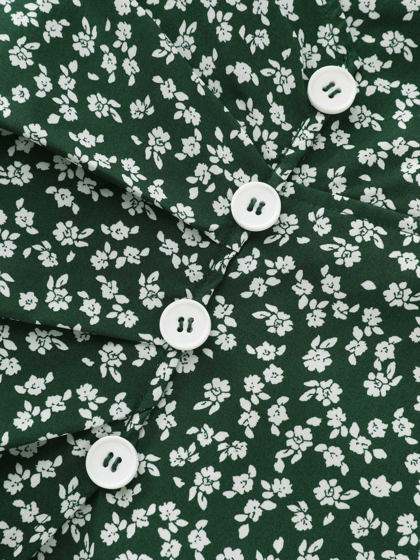 Micro Floral Print Ruched Button Detail Midi Dress