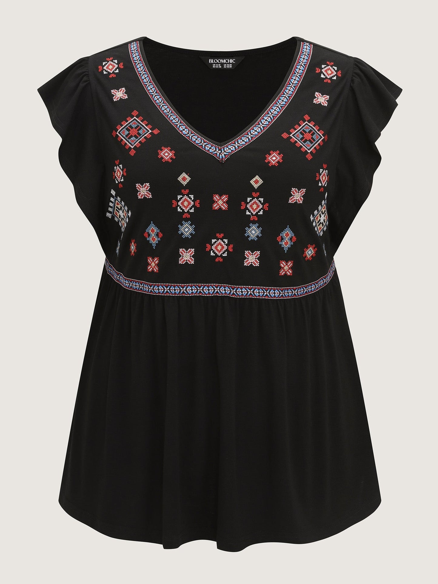 Supersoft Floral Embroidered Stretchy Knot Top