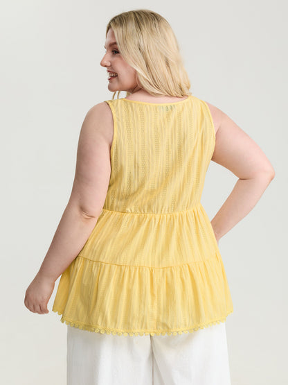 Pure Cotton Textured Tiered Tank Top