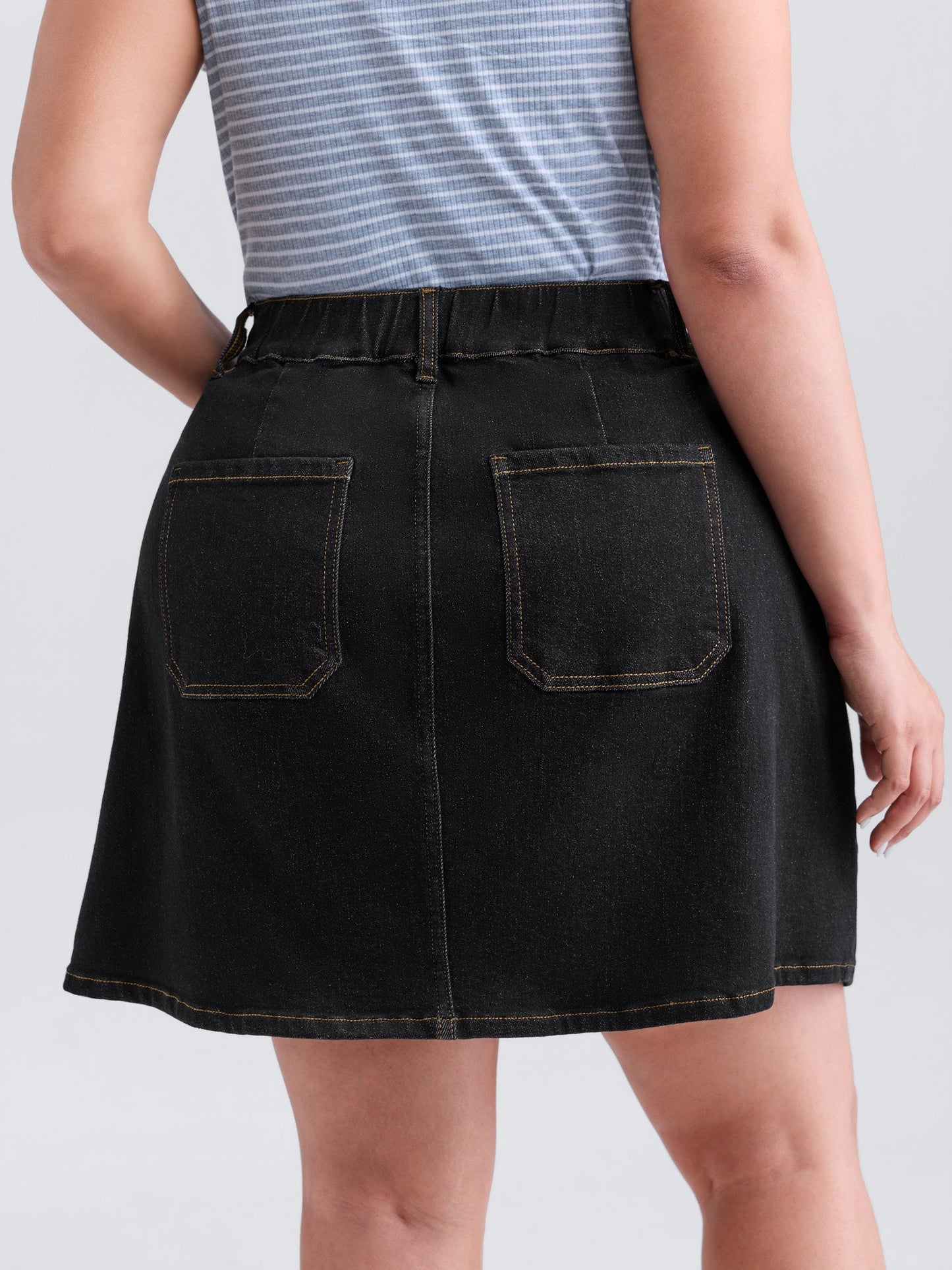 Built-In-Brief Stretchy Bootcut Denim Skirt