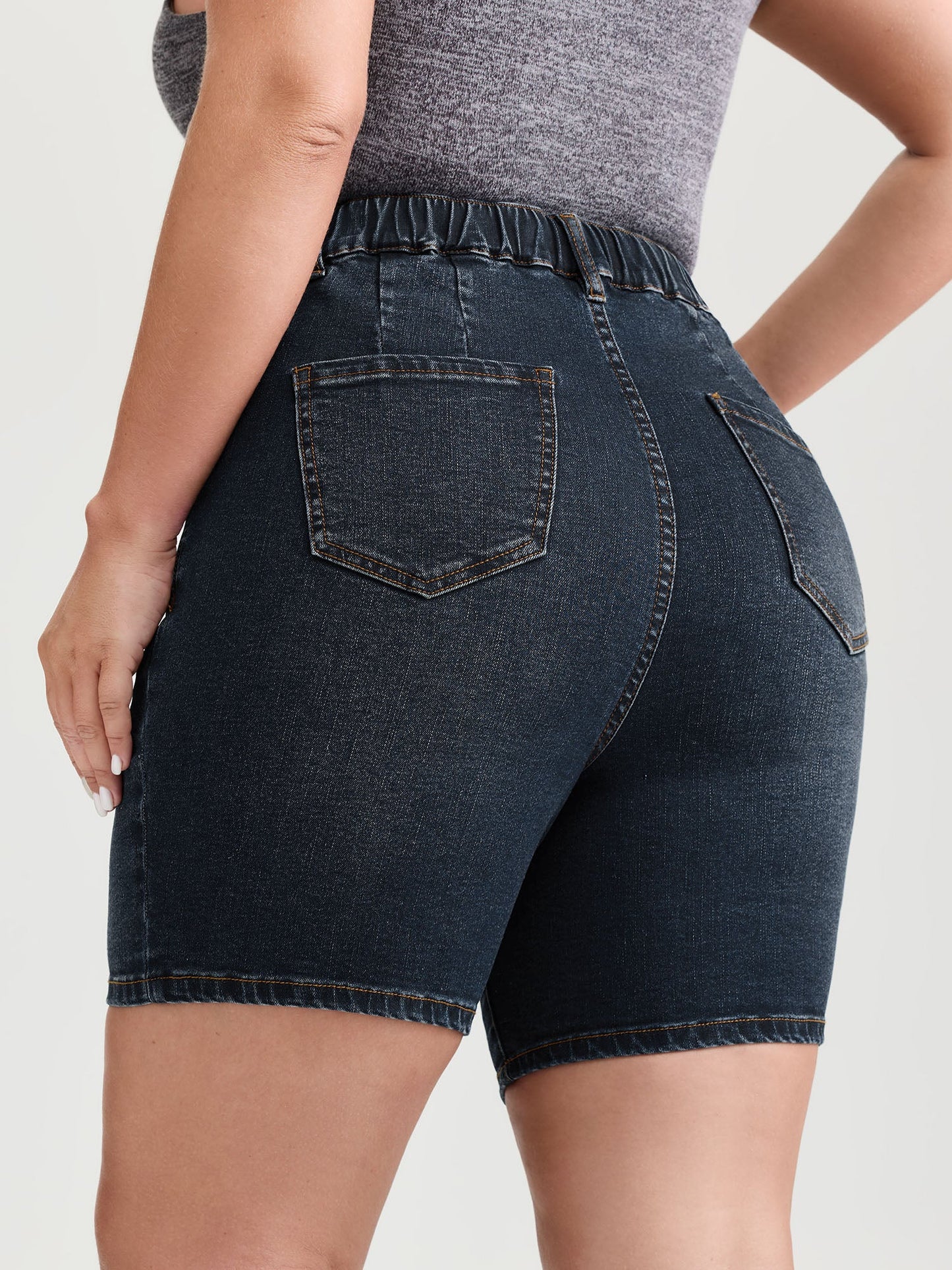 Easy Pull-On Stretchy Skinny-Fit Denim Shorts