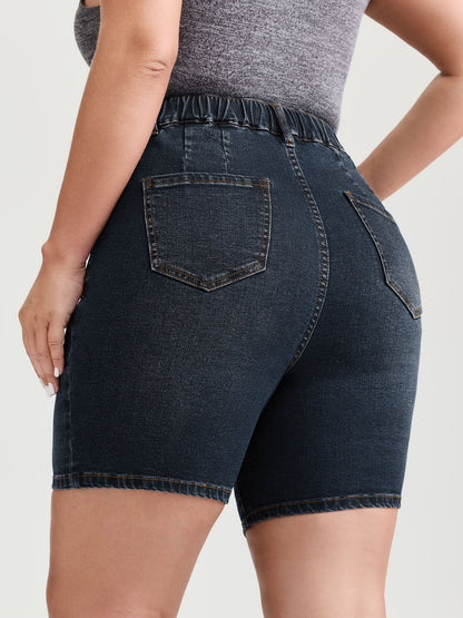 Easy Pull-On Stretchy Skinny-Fit Denim Shorts
