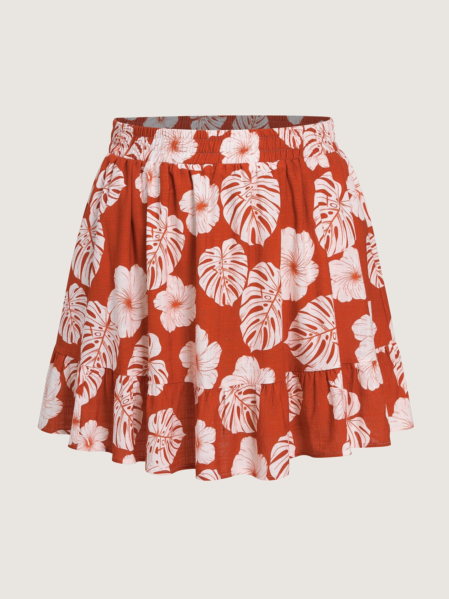 Cotton Large Floral Print Flowy Midi Skirt