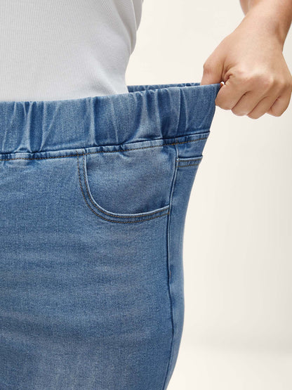 Pull-On Stretchy Skinny-Fit Denim Shorts