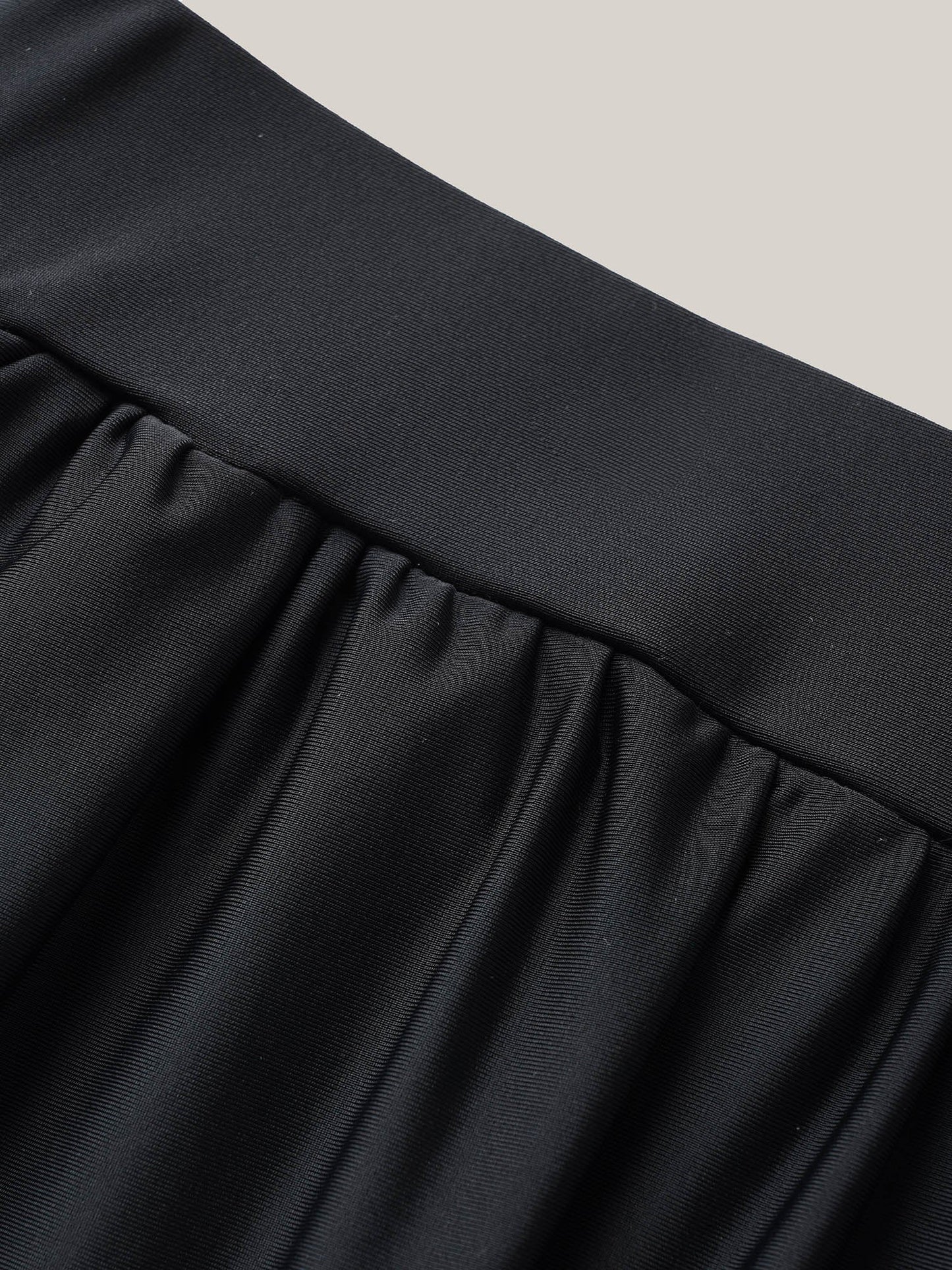 High Waisted Pockets Solid Pleated Swim Bottoms