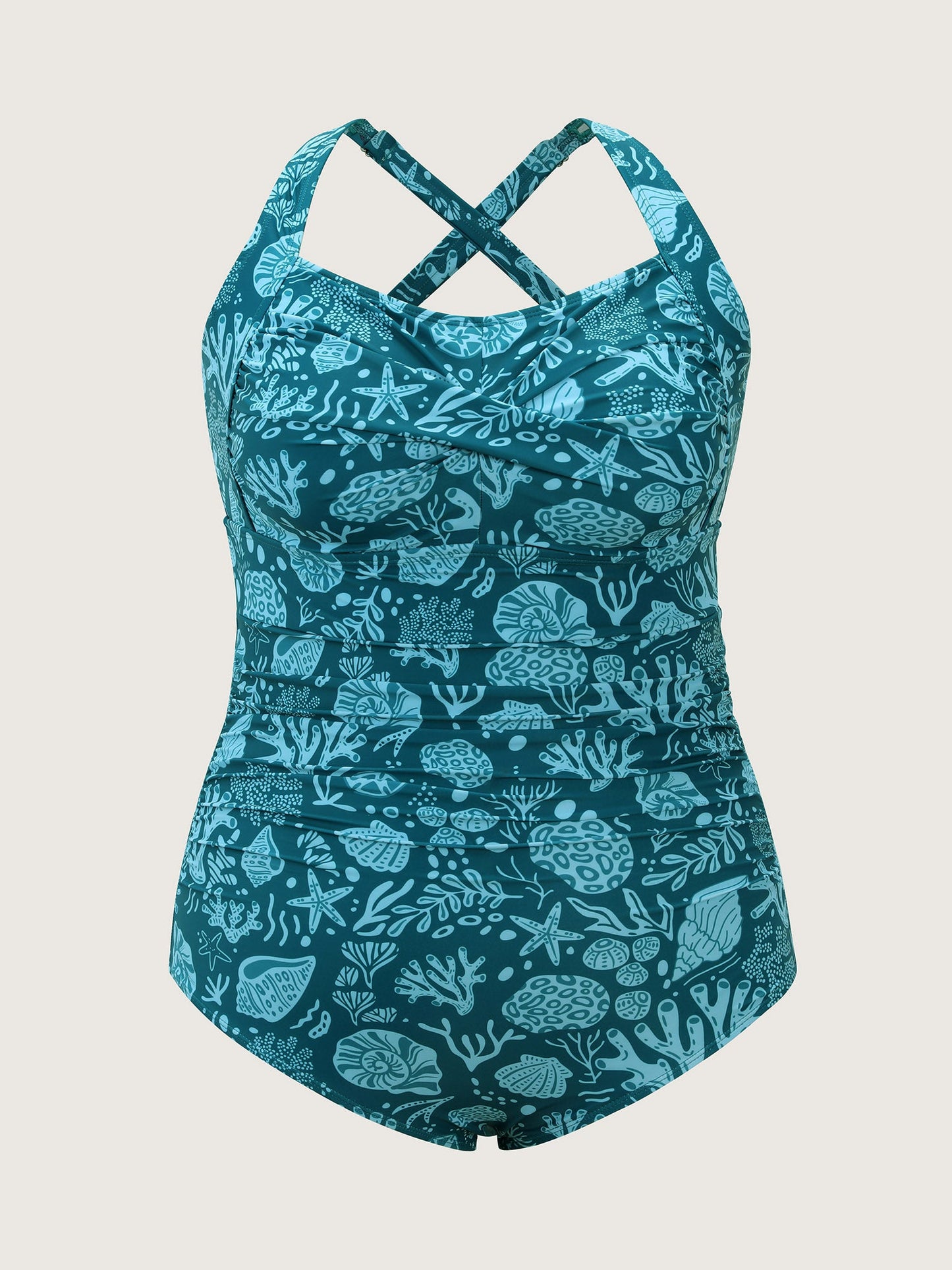Ocean Pattern Twist Front One-Piece Swimsuit