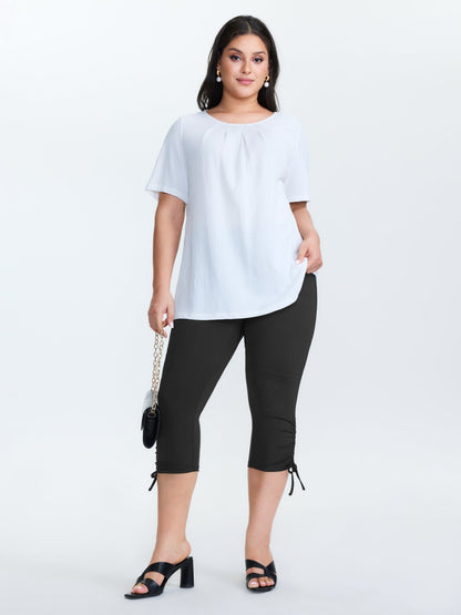 Stretchy Hem Ties Cropped Jogger Leggings