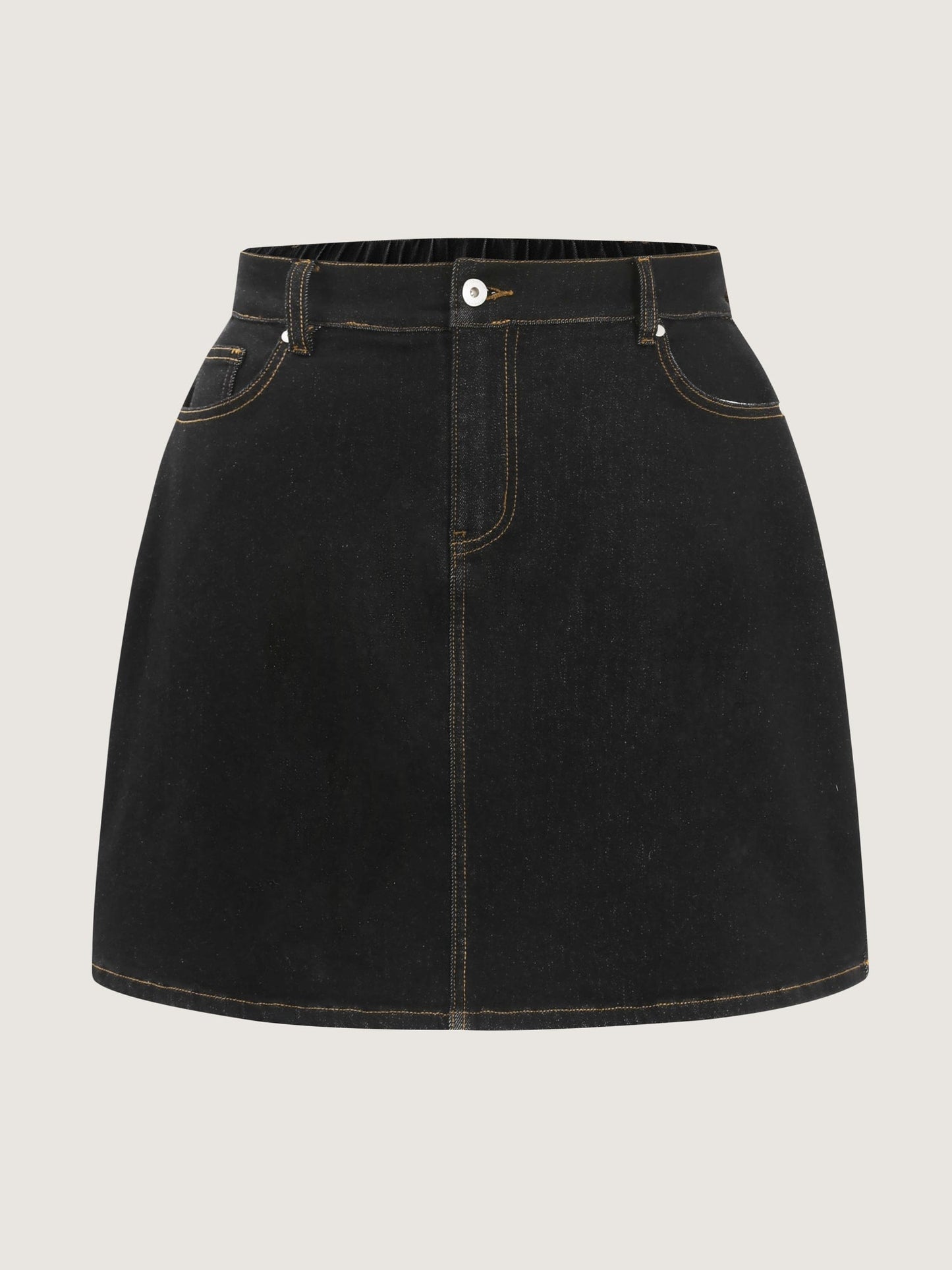 Built-In-Brief Stretchy Bootcut Denim Skirt