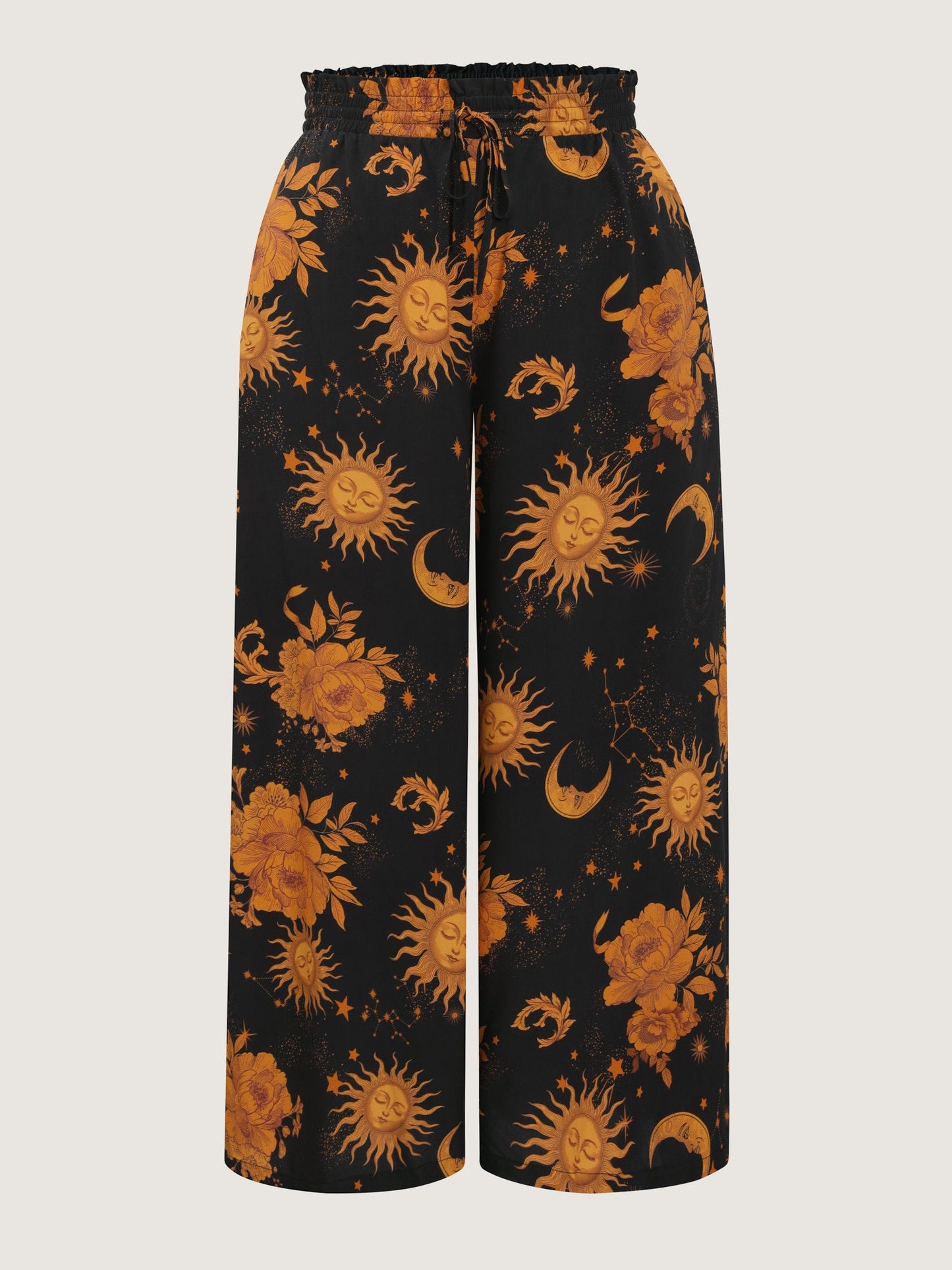 Star Moon Print Wide Waistband Pants