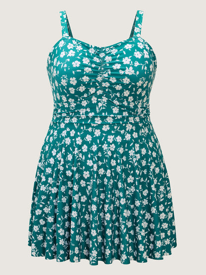 Ditsy Floral Ruched Empire Waist Swim Dress