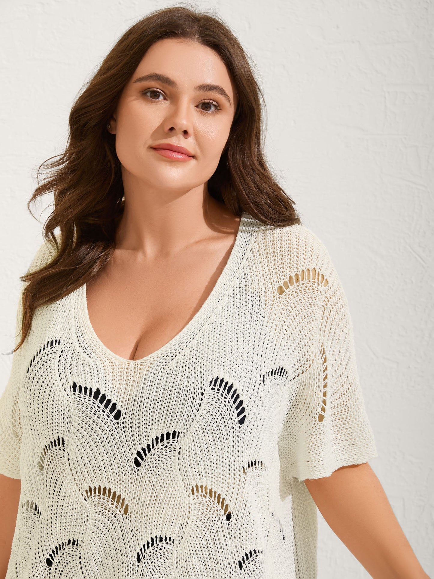 Cut-Out Solid V-Neck Swim Cover Up