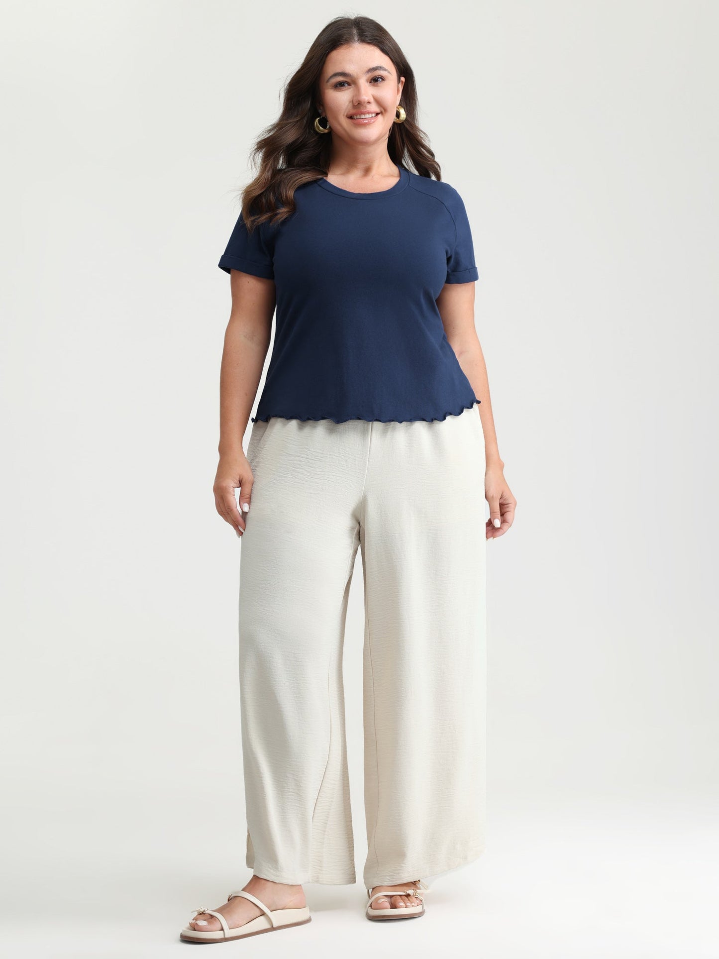 Cotton Plain Round Neck Fitted T-Shirt