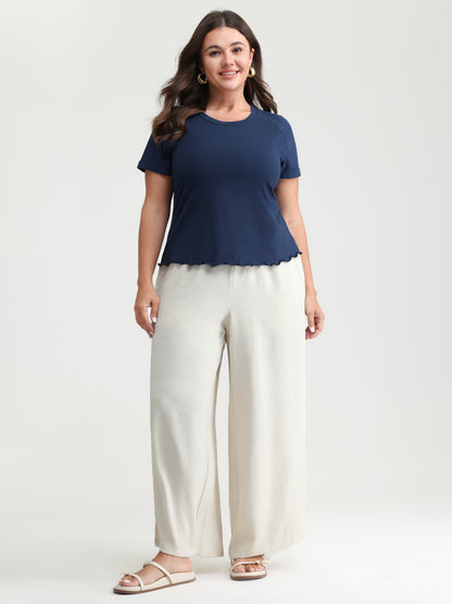 Cotton Plain Round Neck Fitted T-Shirt