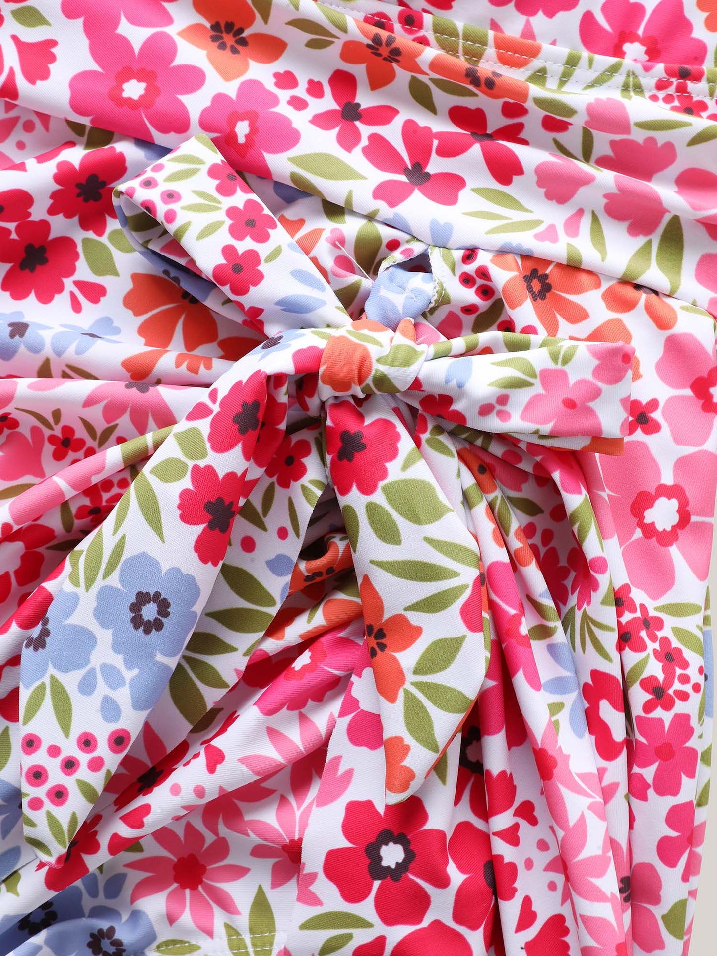Knotted Blooming Floral Print Swim Dress