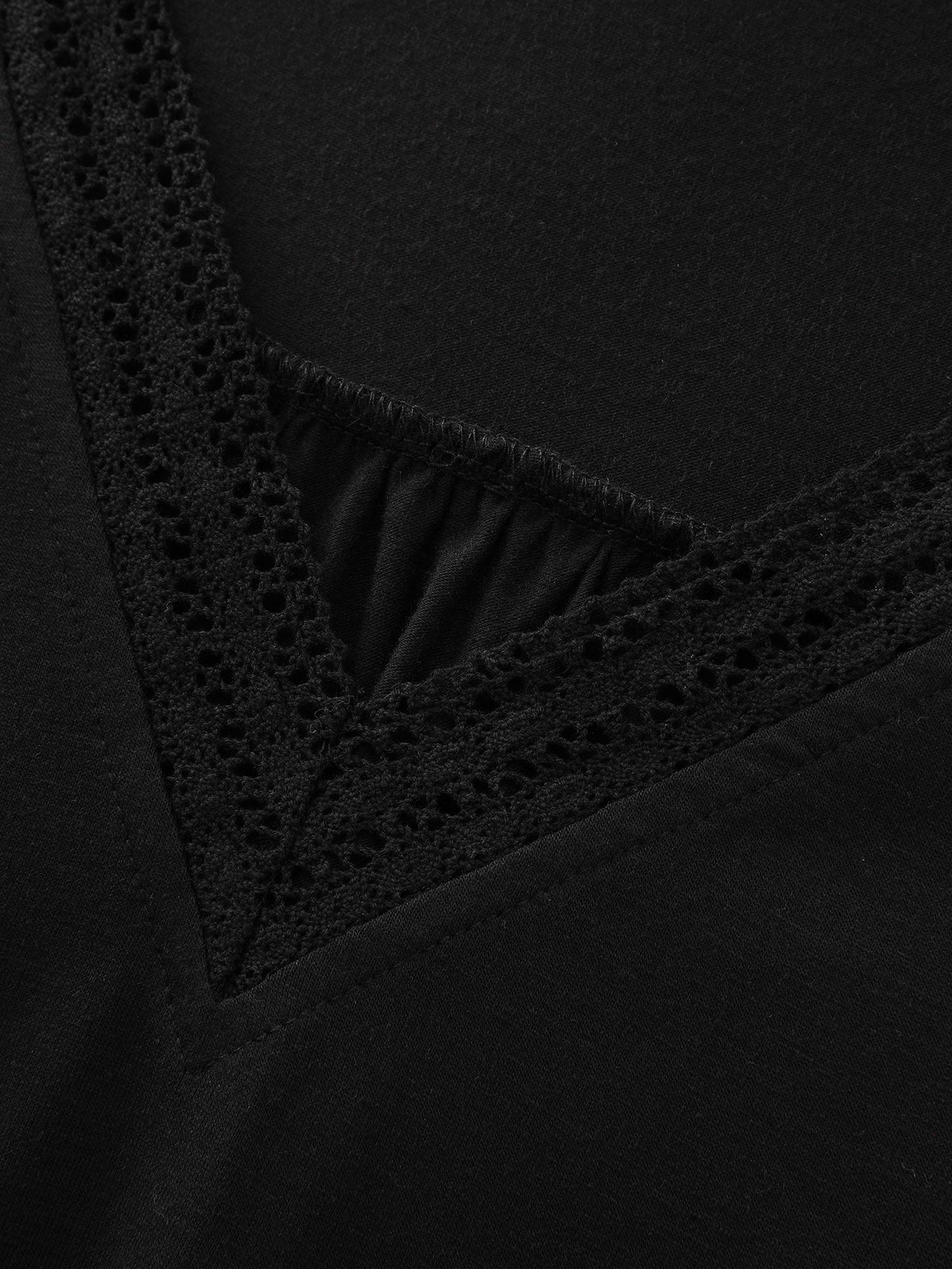 Supersoft Stretchy Draped Lace Trim Plain T-Shirt