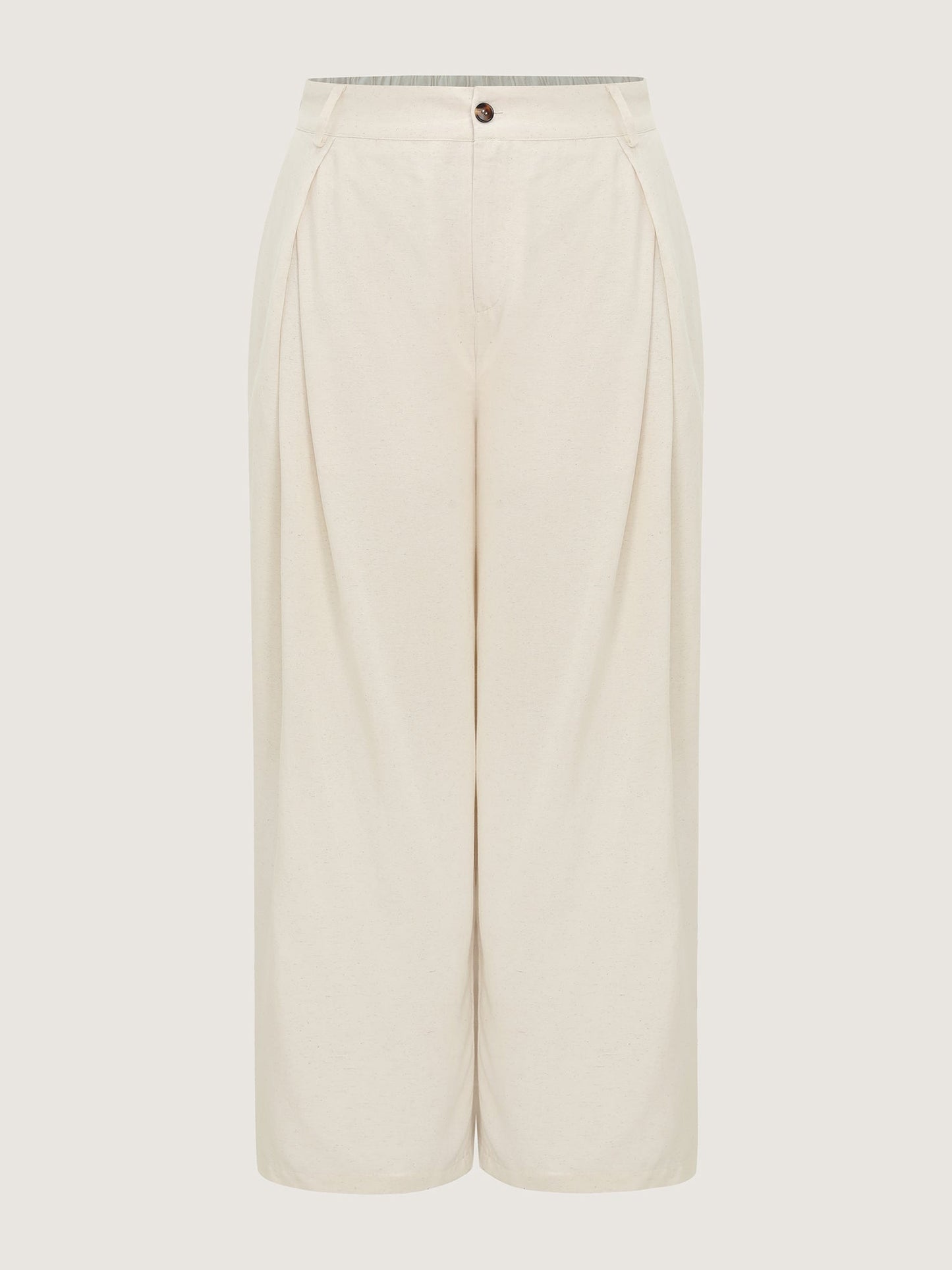 Cotton Linen Blend Wide-Leg Pants