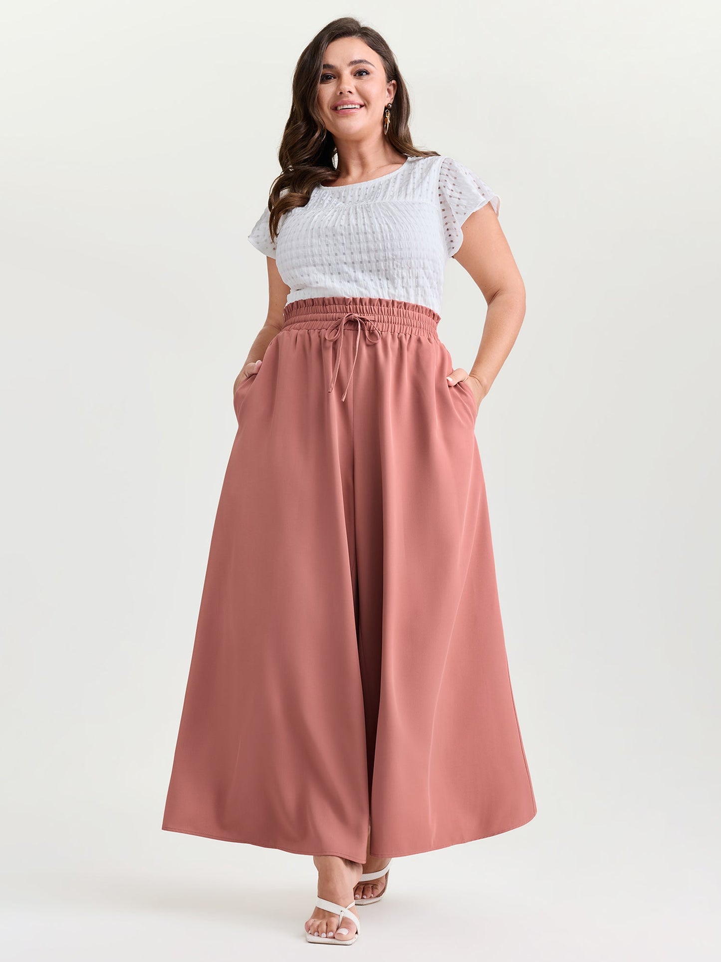 Stretchy Drawstring Waist Pockets Pants