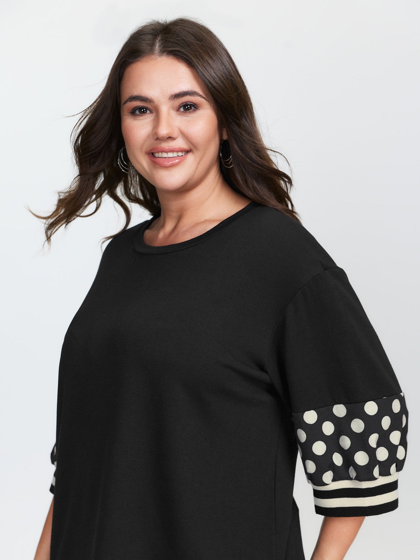 Supersoft Polka Dots Sleeve Flowy T-Shirt