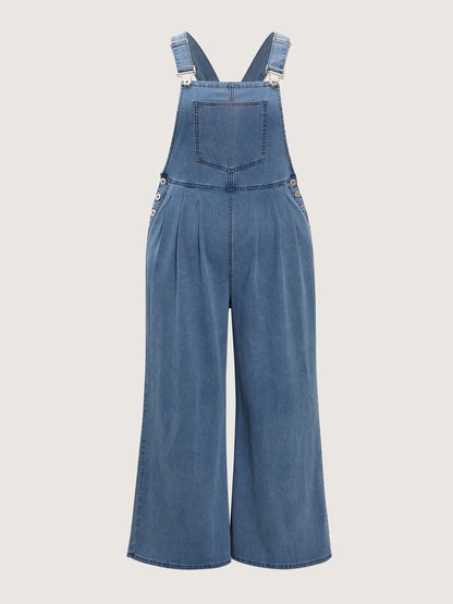 Stretchy Relaxed-Fit Overall Wide-Leg Jumpsuit
