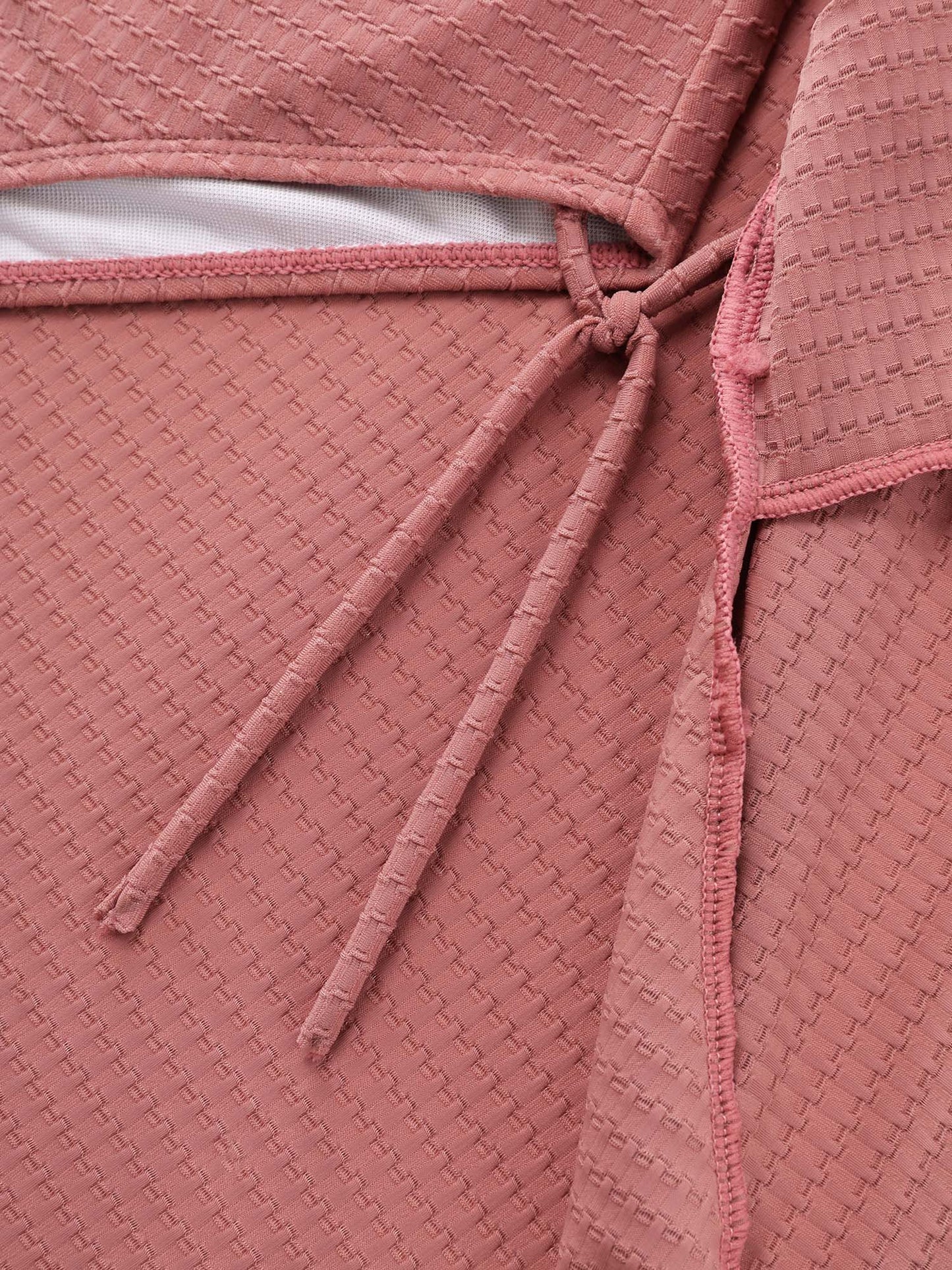 Textured Surplice Cut-Out Shoulder Swim Dress