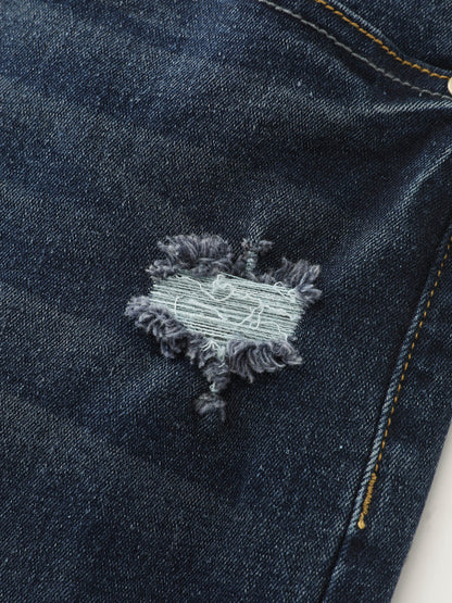 Embroidered Straight-Leg Denim Shorts