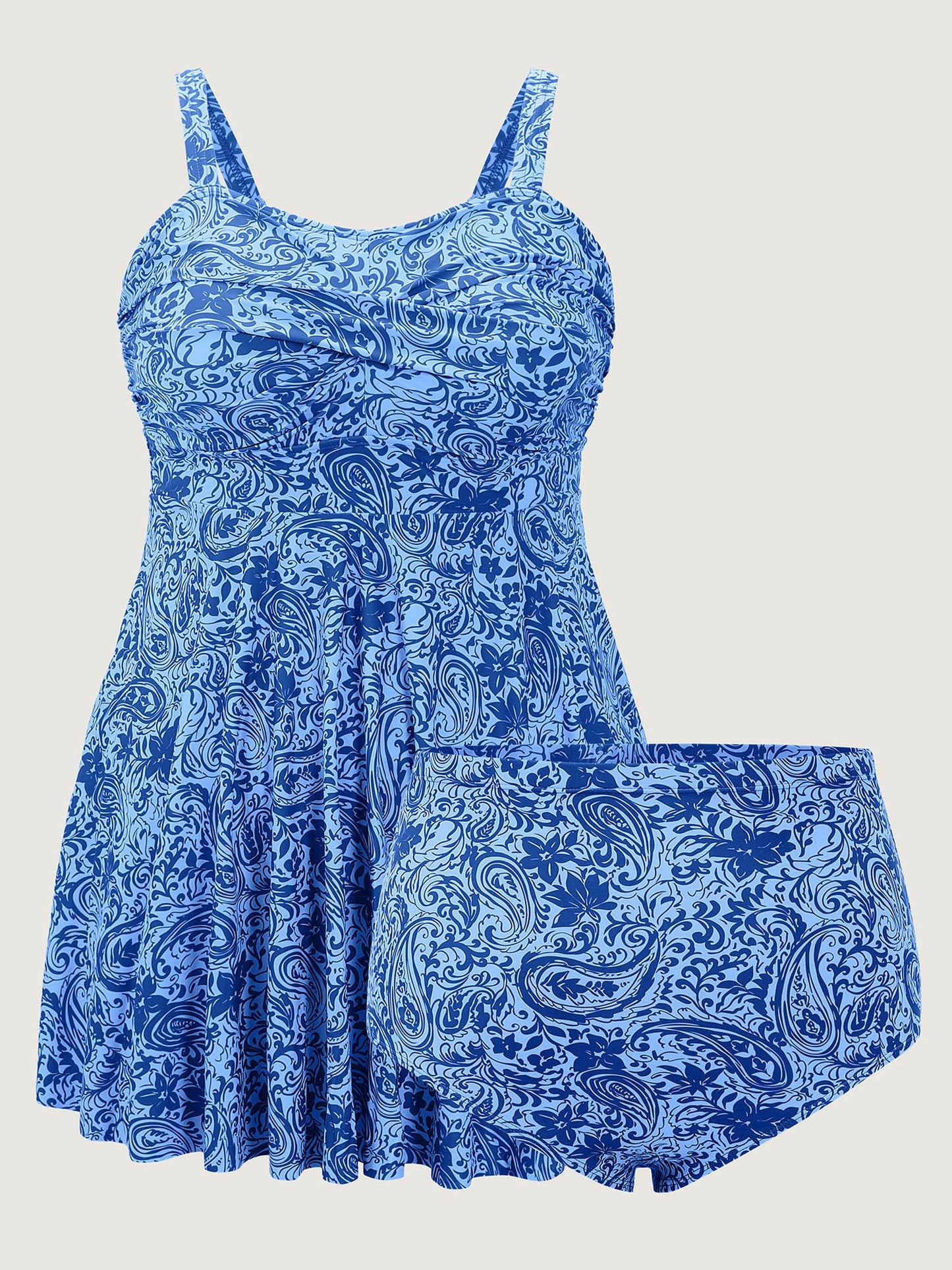 Paisley Print Twist Front Swim Dress