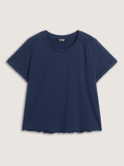 Cotton Plain Round Neck Fitted T-Shirt