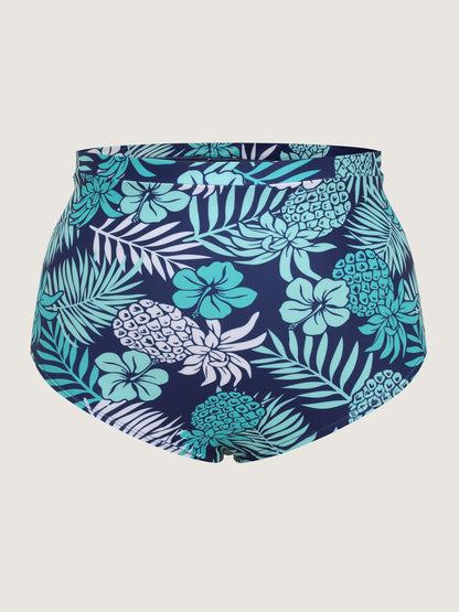 Tropical Floral Print Ruched Swim Dress