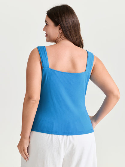 Supersoft Stretchy Wide Strap Plain Tank Top