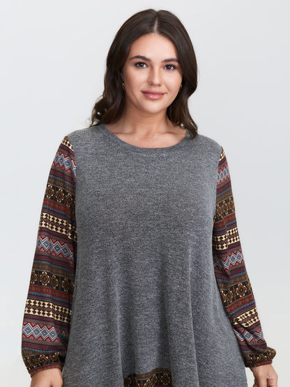 Boho Stripes Color Contrast Stretchy Top