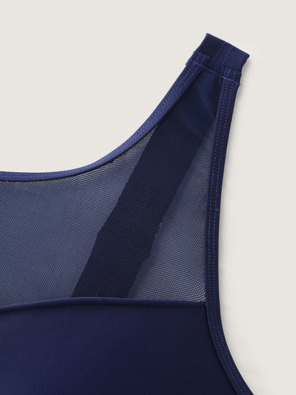Adjustable Curvy Hem Spliced Swim Top
