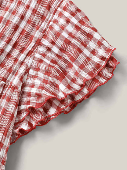 Sweet Plaid Pattern Pockets Mini Dress