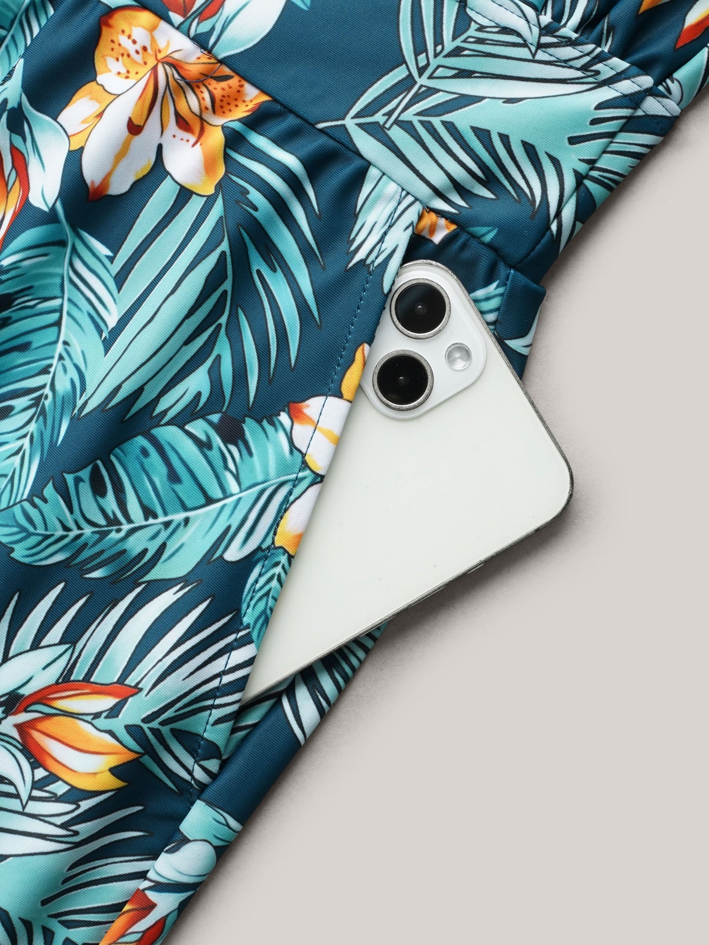 plus size Tropical Flower Print Pockets One-Piece Swimsuit