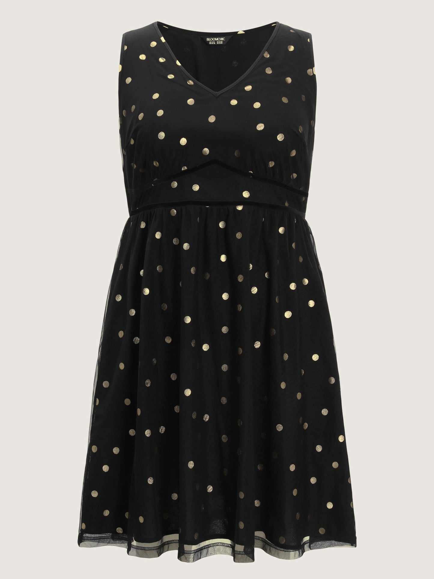 Gold Stamped Flowy Sleeveless Mini Dress