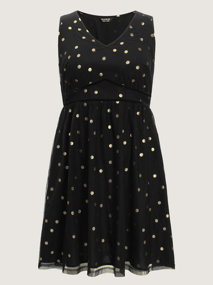 Gold Stamped Flowy Sleeveless Mini Dress